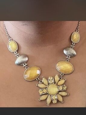 Yellow Sunburst Statement Necklace - Women Jewelry